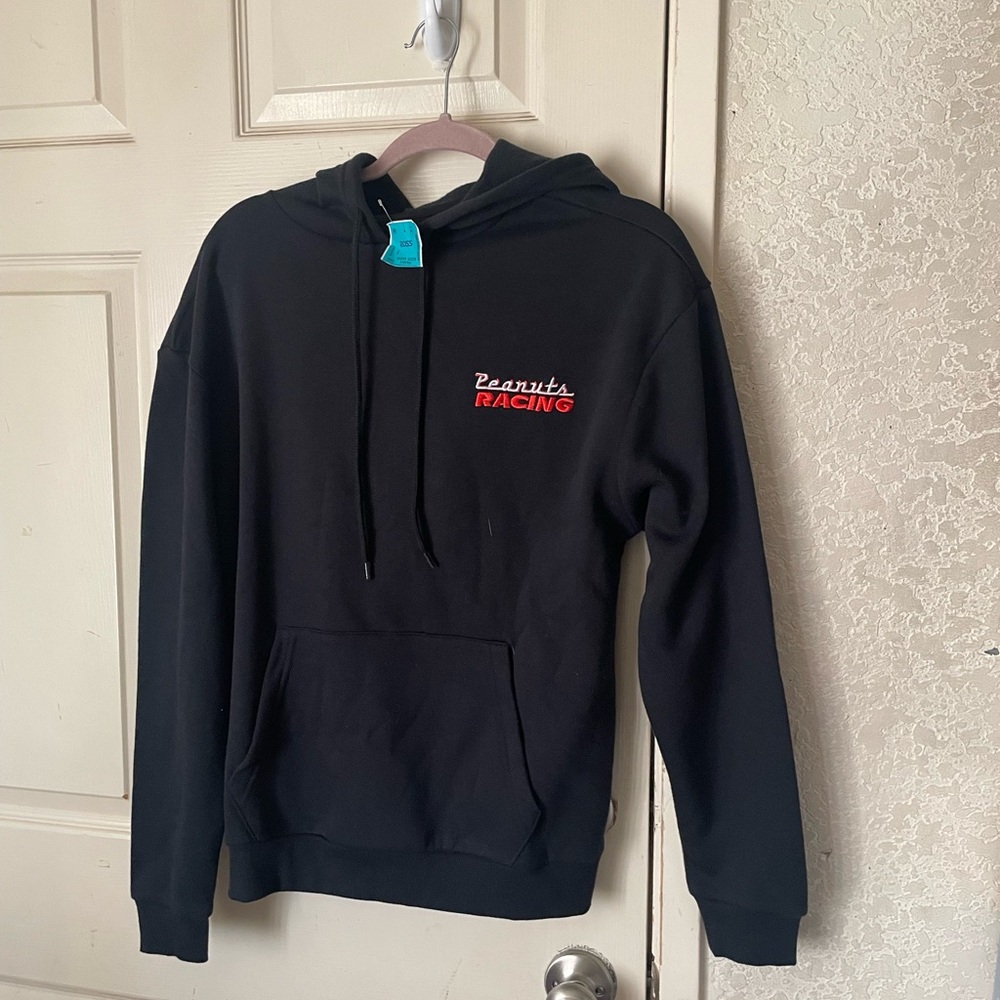 Peanuts racing 1950 black hoodie sweatshirt SZ S NWT!